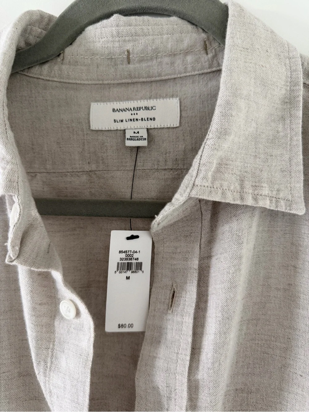 Banana Republic Men's Long-Sleeve Button-Down Shirt — Light Taupe